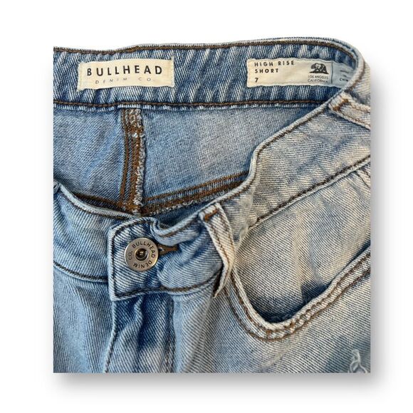 PacSun Bullhead Denim Co. Distressed High Rise Jean Shorts Size 7 - Picture 2 of 4